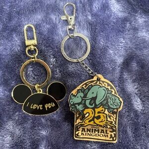 Animal Kingdom 25th Anniversary Keychain  with I Love You Mickey Ears Keychain